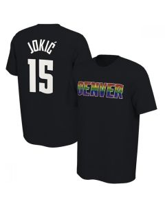 Men's Denver Nuggets #15 Nikola Jokic Black Name & Number T-Shirt