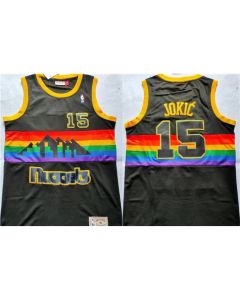 Men's Denver Nuggets #15 Nikola Jokic Black Throwback Stitched Jersey