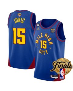 Men's Denver Nuggets #15 Nikola Jokic Blue 2023 Finals Statement Edition With NO.6 Patch Stitched Basketball Jersey