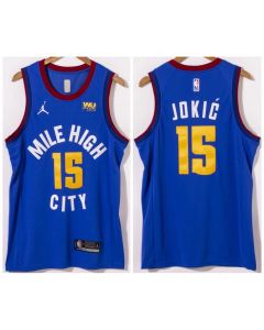 Men's Denver Nuggets #15 Nikola Jokic Blue Stitched Jersey