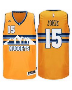 Men's Denver Nuggets #15 Nikola Jokic Gold 2016-17 Swingman Stitched Basketball Jersey