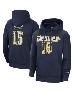 Men's Denver Nuggets #15 Nikola Jokic Navy 2021/22 City Edition Name & Number Essential Pullover Hoodie