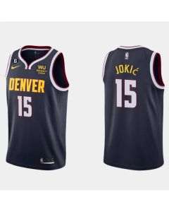 Men's Denver Nuggets #15 Nikola Jokic Navy Icon Edition With NO.6 Patch Stitched Jersey