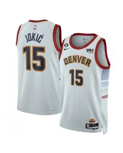 Men's Denver Nuggets #15 Nikola Jokic Silver 2022/23 City Edition With NO.6 Patch Stitched Jersey