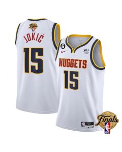 Men's Denver Nuggets #15 Nikola Jokic White 2023 Finals Association Edition With NO.6 Patch Stitched Basketball Jersey