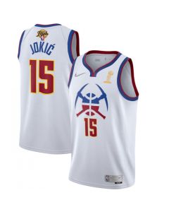 Men's Denver Nuggets #15 Nikola Jokic White 2023 Finals Champions Earned Edition Stitched Basketball Jersey