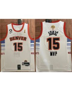 Men's Denver Nuggets #15 Nikola Jokic White 2023 Finals Champions MVP Statement Edition Stitched Basketball Jersey