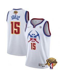 Men's Denver Nuggets #15 Nikola Jokic White 2023 Finals Earned Edition Stitched Basketball Jersey