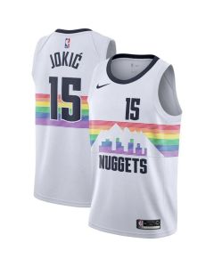 Men's Denver Nuggets #15 Nikola Jokic White Icon Edition Stitched Jersey