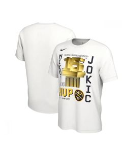 Men's Denver Nuggets #15 Nikola Jokic White MVP Name & Number T-Shirt