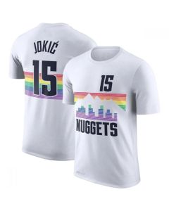 Men's Denver Nuggets #15 Nikola Jokic White T-Shirt