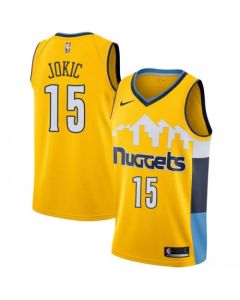 Men's Denver Nuggets #15 Nikola Jokic Yellow Swingman Stitched NBA Jersey