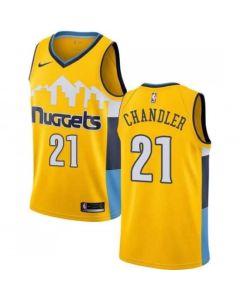Men's Denver Nuggets #21 Wilson Chandler Yellow Stitched Jersey