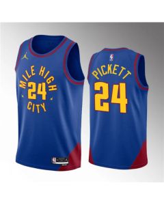 Men's Denver Nuggets #24 Jalen Pickett Blue 2023 Draft Statement Edition Stitched Basketball Jersey