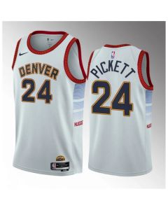 Men's Denver Nuggets #24 Jalen Pickett White 2023 Draft Icon Edition Stitched Basketball Jersey