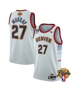 Men's Denver Nuggets #27 Jamal Murray Silver 2023 Finals Icon Edition With NO.6 Patch Stitched Basketball Jersey