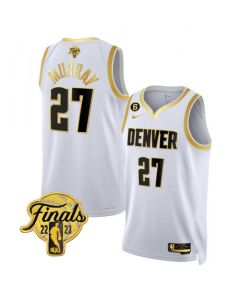 Men's Denver Nuggets #27 Jamal Murray White Gold Edition 2023 Finals Collection With NO.6 Patch Stitched Basketball Jersey