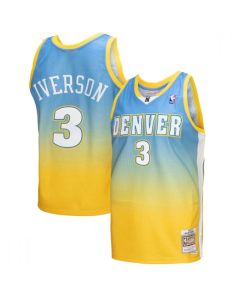 Men's Denver Nuggets #3 Allen Iverson 2006-07 Blue/Yellow Throwback Stitched Jersey