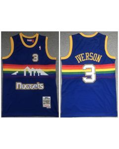 Men's Denver Nuggets #3 Allen Iverson Blue 2006-07 Throwback Stitched Jersey