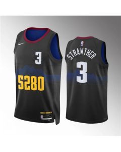 Men's Denver Nuggets #3 Julian Strawther Black 2023 City Edition Stitched Basketball Jersey