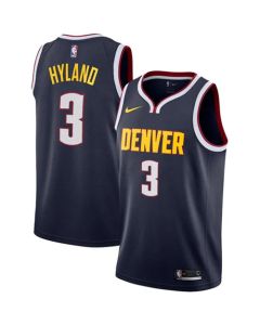 Men's Denver Nuggets #3 Nah'Shon Hyland Navy Icon Edition Stitched Jersey