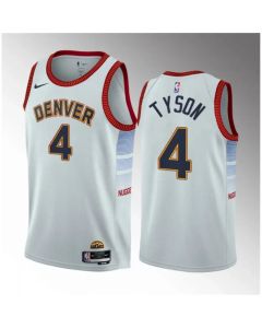 Men's Denver Nuggets #4 Hunter Tyson White 2023 Draft Icon Edition Stitched Basketball Jersey