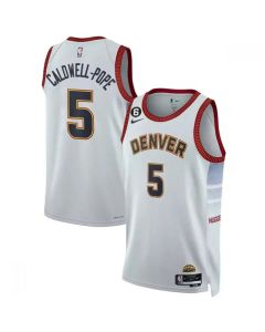 Men's Denver Nuggets #5 Kentavious Caldwell-Pope White 2023 Draft Icon Edition Stitched Basketball Jersey