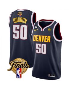 Men's Denver Nuggets #50 Aaron Gordon Navy 2023 Finals Icon Edition With NO.6 Patch Stitched Basketball Jersey