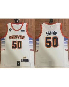Men's Denver Nuggets #50 Aaron Gordon White 2023 Finals Icon Edition With NO.6 Patch Stitched Basketball Jersey (White)