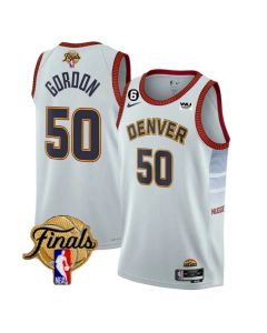Men's Denver Nuggets #50 Aaron Gordon White 2023 Finals Icon Edition With NO.6 Patch Stitched Basketball Jersey