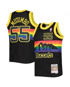 Men's Denver Nuggets #55 Dikembe Mutombo Black 1991-92 Hardwood Classics Reload Throwback Stitched Jersey