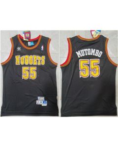 Men's Denver Nuggets #55 Dikembe Mutombo Black Throwback Stitched Jersey