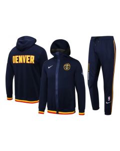 Men's Denver Nuggets 75th Anniversary Navy Performance Showtime Full-Zip Hoodie Jacket And Pants Suit