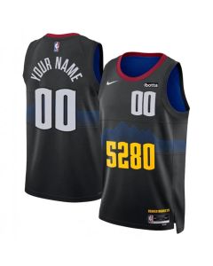 Men's Denver Nuggets Active Player Custom Black 2023/24 Black City Edition Stitched Basketball Jersey
