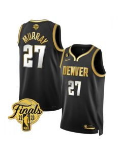 Men's Denver Nuggets Active Player Custtom Black Gold Edition 2023 Finals Collection With NO.6 Patch Stitched Basketball Jersey