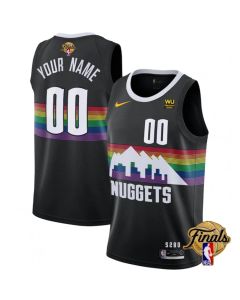 Men's Denver Nuggets Black 2023 Finals City Edition Custom Jersey