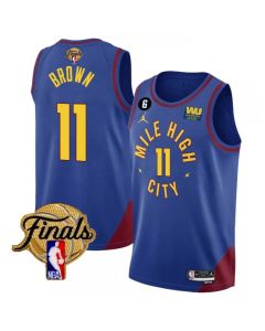Men's Denver Nuggets Blue #11 Bruce Brown 2023 Finals City Edition Stitched Basketball Jersey