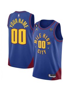 Men's Denver Nuggets Blue 2022/23 Statement Edition With NO.6 Patch Custom Jersey