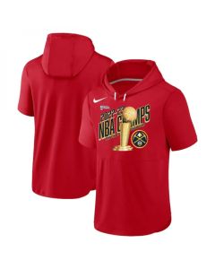 Men's Denver Nuggets Red 2023 Champions Performance Short Sleeve Pullover Hoodie