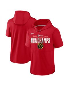 Men's Denver Nuggets Red Champions Performance Short Sleeve Pullover Hoodie