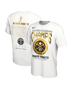 Men's Denver Nuggets White 2023 NBA Finals Champions Celebration Roster T-Shirt