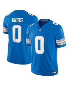 Men's Detroit Lions #0 Jahmyr Gibbs Blue 2025 F.U.S.E. Vapor Limited Stitched Jersey (Blue)