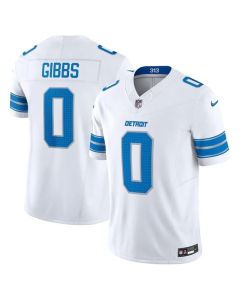 Men's Detroit Lions #0 Jahmyr Gibbs White 2025 F.U.S.E. Vapor Limited Stitched Jersey (White)