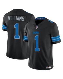 Men's Detroit Lions #1 Jameson Williams Black 2025 F.U.S.E. Vapor Limited Stitched Jersey (Black)