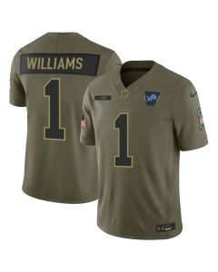 Men's Detroit Lions #1 Jameson Williams Olive 2025 Salute to Service Retired Limited Jersey (Olive)