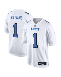 Men's Detroit Lions #1 Jameson Williams Tundra White Fashion Game Jersey (White)