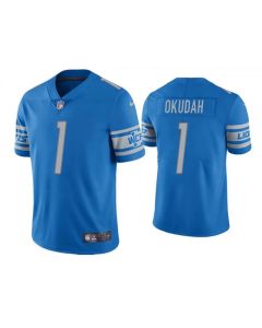 Men's Detroit Lions #1 Jeff Okudah Blue Vapor Untouchable Limited Stitched Jersey (Blue)