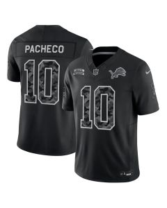 Men's Detroit Lions #10 Isiah Pacheco Nike Black 2026 Salute to Service Vapor F.U.S.E. Limited Jersey