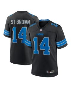Men's Detroit Lions #14 Amon-Ra St. Brown Black 2nd Alternate Game Jersey