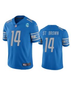 Men's Detroit Lions #14 Amon-Ra St. Brown Blue 2023 90th Anniversary Vapor Untouchable Limited Stitched Jersey